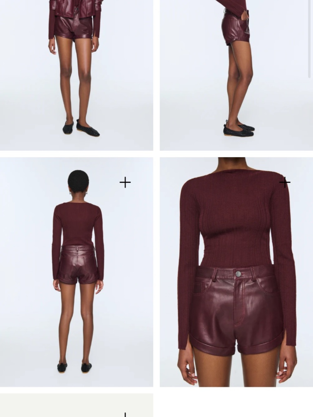 DUCIE London burgundy leather shorts xs